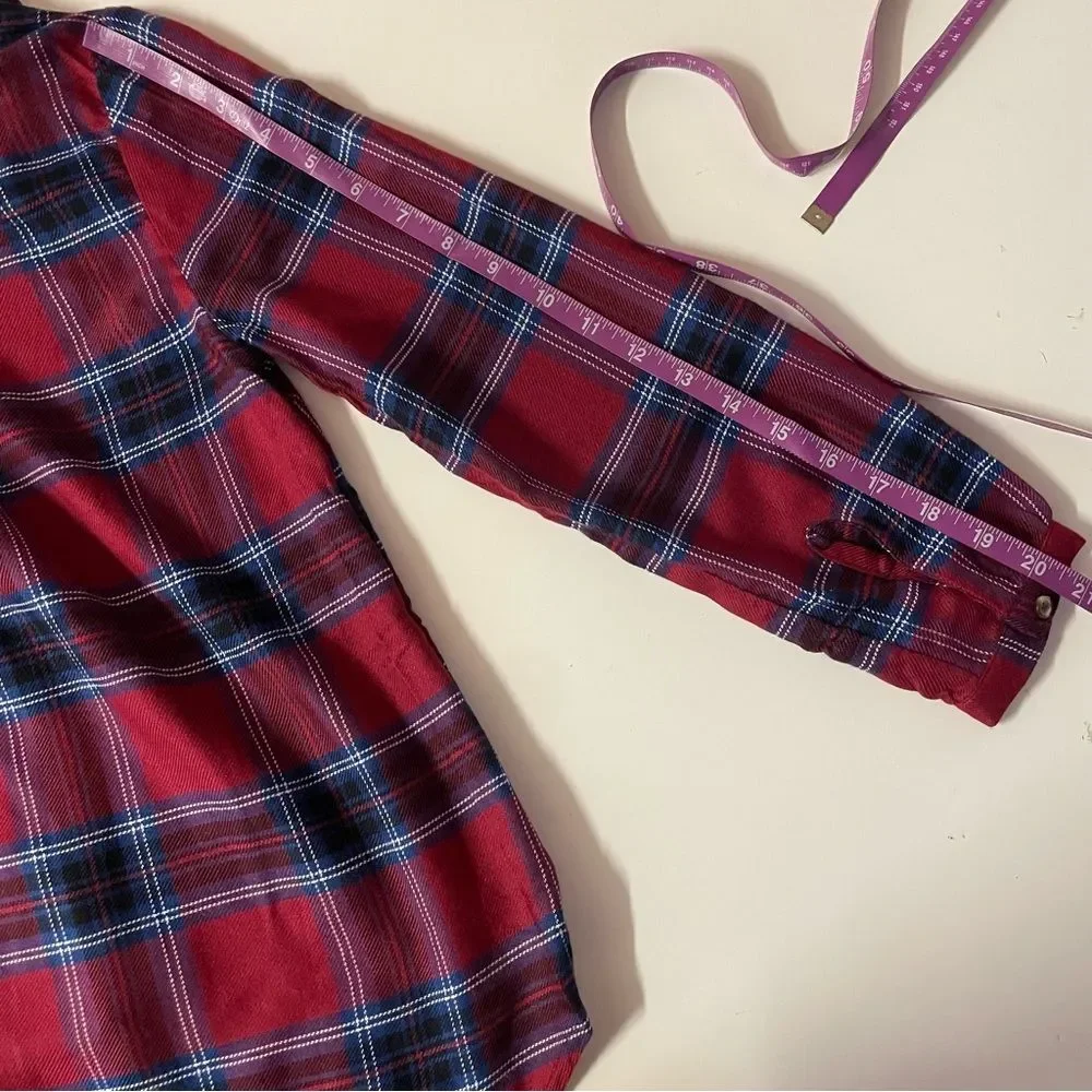 Old Navy Girls Burgundy|Blue|White Plaid Shirt Sz L (10-12) EUC